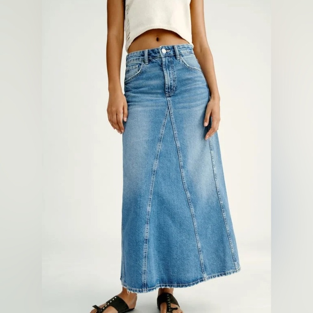 Zara Denim Midi Skirt